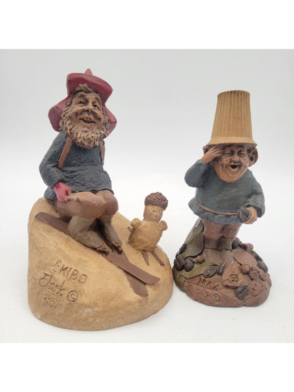 Tom Clark Lot of 2 Vintage Gnome Figurines - MAX & SKIBO